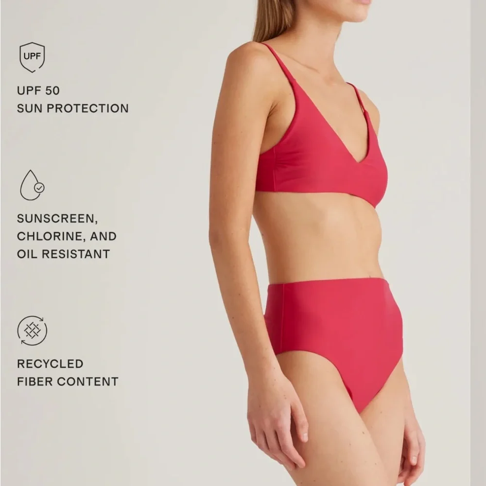 Quince High-Waisted pink Bikini Bottom only - Picture 2 of 6